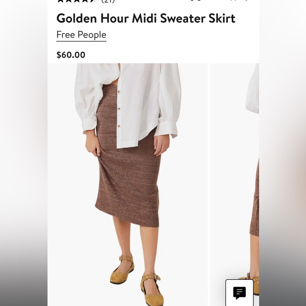 Free People Golden Hour Midi Sweater Skirt in Mocha Medium